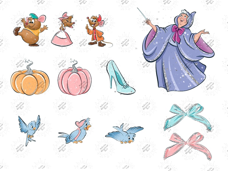 Cinderella Clipart – Princess Fairytale, PNG, Party Decorations, Magical Princesses, Scrapbooking, DIY Crafts image 3