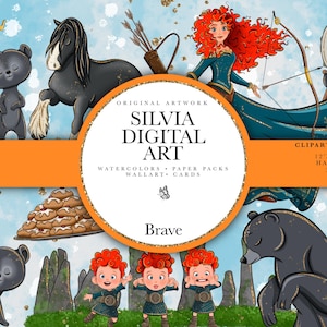 Merida Clipart, Prinsessa PNG, Saga, Rött Hår, Angus, Fatuus Eld, Brave Disney, Handritad