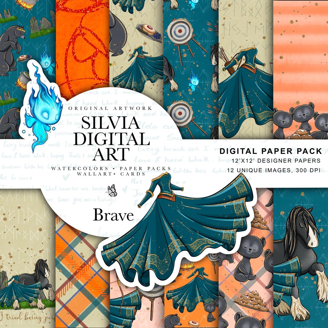 Merida Backgrounds, Scrapbook Paper, Clip Art, Brave - Etsy