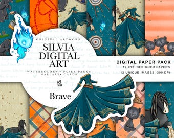 Merida Backgrounds, Scrapbook Paper, Clip Art, Brave