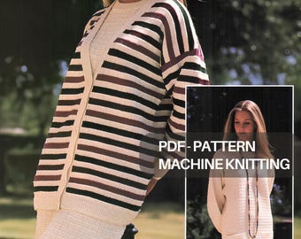 Two-Piece Cardigan & Skirt Set – Machine Knitting Pattern (PDF) + 20 Bonus Stitch Patterns