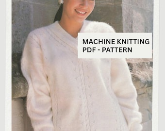 Damen Angora Pullover Maschinenstrickmuster: (PDF) + Bonusstiche