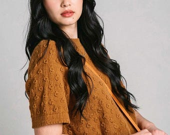 Short Sleeve Textured polka-dot T Shirt Knitting Pattern (PDF Download)