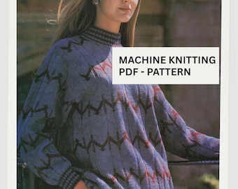 Damen Jacquard Pullover Strickmuster: (PDF) + Bonus Stiche