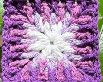 Granny Square Mosaic Bloom Crochet Pattern (English Spanish PDF Download)