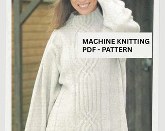 Zopfmuster Damen Raglan Top mit Zopfmuster Maschinenstrickmuster: (PDF) + Bonus Stitches