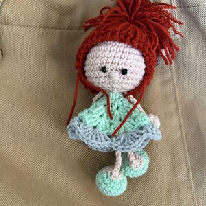 Handmade Crochet Doll Keychain – Cute Bag Charm, Mini Amigurumi Doll, Unique Gift for Her, Handmade Key Ring, Purse Accessory