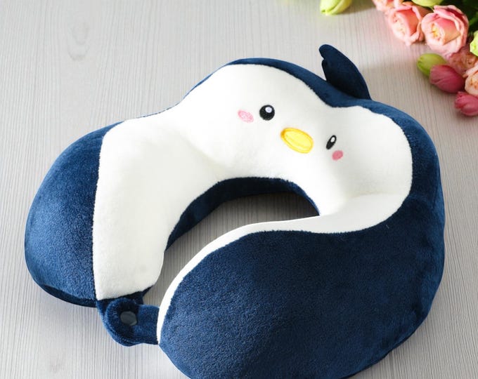 Cartoon Animal Neck Pillow – Plush U-Shaped Travel Cushion