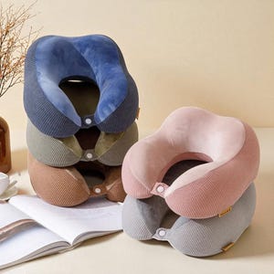 Memory Foam Travel Neck Pillow – Soft U Shaped Cushion For Airplane Car Office, Portable Ergonomic Head Support, Gift For Travelers