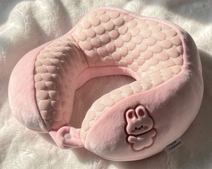 Cartoon Rabbit U-Shaped Travel Pillow, PP Cotton Neck Support