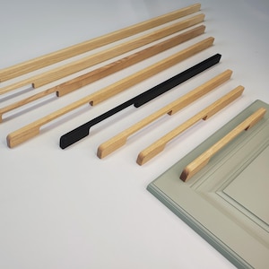 Minimalist Solid Wood Handle, Oak & Ash Cabinet Pull for Drawers, Wardrobe and Modern Kitchen Furniture, 11"-40"