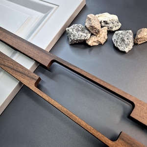 Minimalist Walnut Wooden Handle, Modern Cabinet Pull for Kitchen Drawers Wardrobe, Furniture Hardware Multiple Colors