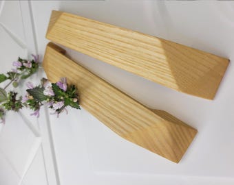 Contemporary Timber Cupboard Knob Sleek Dresser Closet Handle, Artisan Wood Fittings Variety Shades Modern Furniture Hardware Upgrade