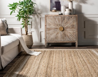 Dywan z juty tkany ręcznie: naturalny styl skandynawski boho, prostokątny dywan z juty, dywan z juty na wymiar, kwadratowy dywan z juty na dużą powierzchnię