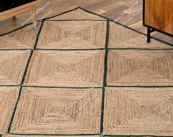 Alfombra de yute natural Alfombra trenzada de yute Alfombra bohemia de yute Alfombra rectangular de yute Alfombra de decoración bohemia Alfombra de yute Alfombra de yute para Halloween Alfombra de tamaño personalizado