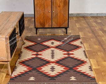 Traditional Rug- Handmade Wool Rug | Rug Living Room| Washable Rug| Boho Decor Rug Area 8x10 Flat Weave Rug South West Rug 9x12 Kilim Rugs