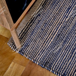 6x9,8x10ft Blue and Natural Hemp Jute Rungs:-Extra Large Jute Rugs Jute Rugs ,checkerboard jute Rug, Large Area Hemp Rug For Hallway Rug