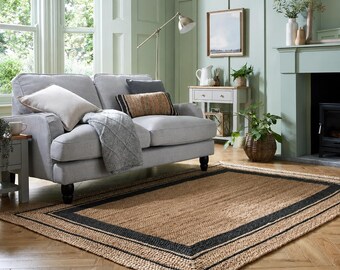 Handmade Geometric jute rug: Rectangular Braided jute carpets for kitchen 8x10 ft Custom size available, Modern home decor area jute Doormat