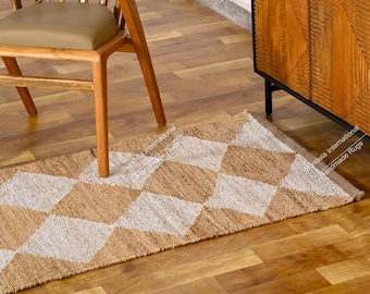 Handwoven Hemp Rug Dhurrie, Natural Jute Hemp, Hand Braided Rug, Hemp Jute Rug, Jute Bed Side Rug, Jute Area Runner, Traditional, Natural