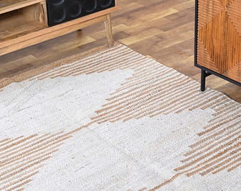 Natural Handwoven Hemp Rug| Dhurrie Jute Hand Made Rug| Jute Beside Rug| Jute Area Runner| Traditional Hemp Jute Rug| Natural Tatami Rug