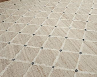 9X12,8x10Ft Jute Rug Ivory diamond Natural Jute High Quality Hand Woven best Quality Boho Style Rug Moroccan Nordic Rug Bohemian Decor Rug