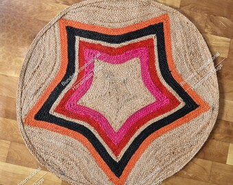 Hand-Braided Natural Jute Round Rug | Custom Size Natural  Decor Rug Indian Jute Rug Hand Braided Rug Natural Fiber Round Area Decor