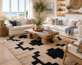 8 x 10 ft Black solid Natural Hemp Jute Rugs-Extra Large Jute Rugs entryway Jute Rugs ,Solid jute Rug, Large Area Hemp For Hallway Carpet