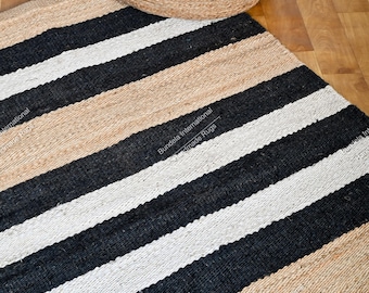6x9,8x10ft Black and Natural Hemp Jute Rungs-Extra Large Jute Rugs Jute Rugs ,checkerboard jute Rug, Large Area Hemp Rug For Hallway Rug