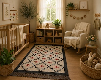Wool Jute Kilim Rug, Handwoven, Wool and Jute Rug Handmade, Kilim Dhurrie Rug, Traditional Indian jute Area rug