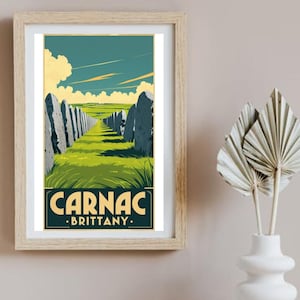 Carnac Brittany Poster – Vintage Menhir Alignments Poster | Retro Brittany Poster A3 A2 A4 | Travel Poster Wall Decor