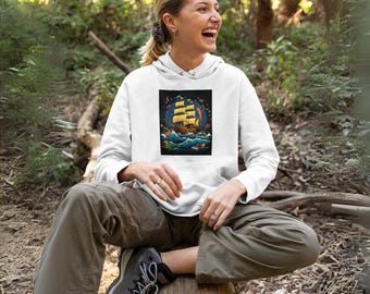 Nautical Ship Graphic Hoodie: Coastal Style, Everyday Comfort