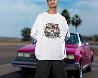 American Football Sweatshirt: Two Helmets Graphic, Sports Fan Pullover