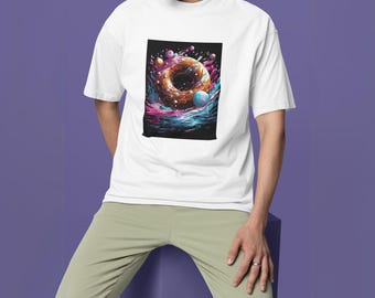 Cosmic Donut Graphic T-Shirt: Fun Space Tee for Donut Lovers