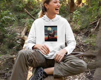 Coastal Man Illustration Hoodie: Relaxed Summer Vibes Sweatshirt