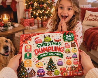 2026 Christmas Squishy Advent Calendar, 24-Day Dumpling Fidget Toy Countdown for Kids, Cute Collectible Stocking Stuffers