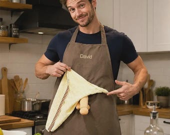 Personalized Funny Prank Apron for Men, Custom Name Novelty BBQ Apron, Hilarious Gift for Dad, Husband & Grill Lovers