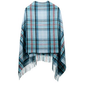 Princess Diana Memorial Tartan Poncho – Soft Lambswool, Scottish Heritage Wrap, Elegant Tribute Cape, Cozy & Timeless Style-Made in Scotland