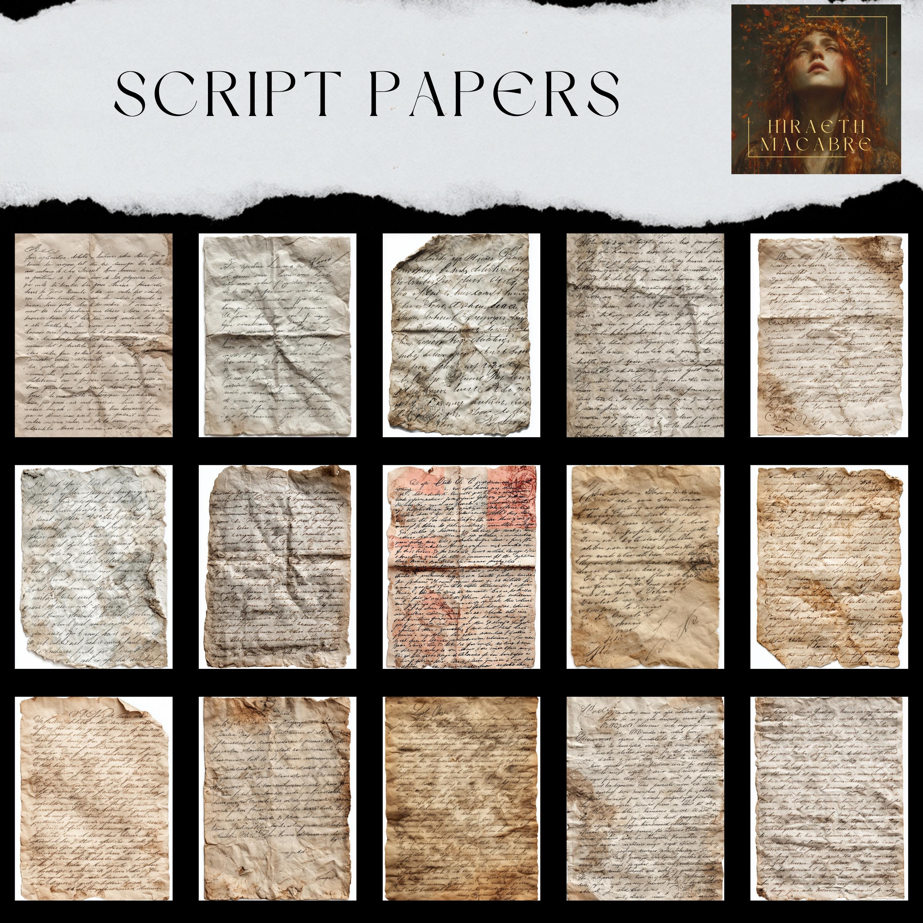 Script Papers - 38 Antique Effect Paper Textures - Junk Journal ...