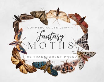 Fantasy Moths - 96 Macabre Transparent PNGs