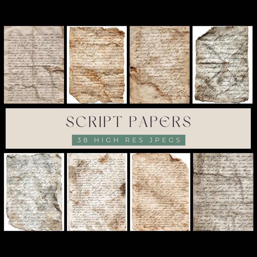 Script Papers - 38 Antique Effect Paper Textures - Junk Journal ...