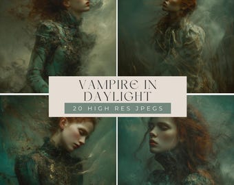 Vampire in Daylight Digital Papers – 20 Gothic Junk Journal Backgrounds, Scrapbook & Collage Sheets, Dark Fantasy Printable Art