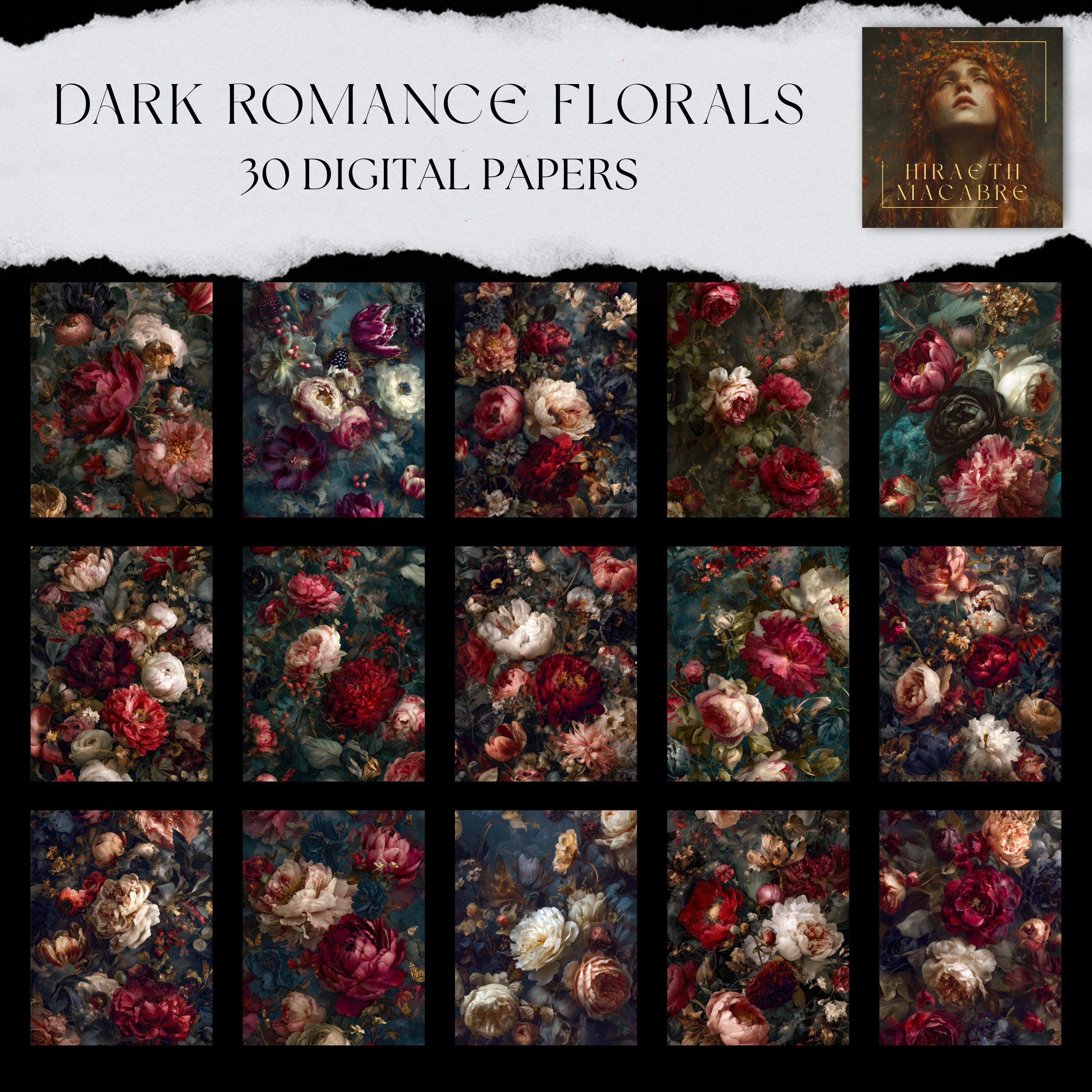 Dark Romance Floral Digital Paper Pack | Vintage Flower Backgrounds ...