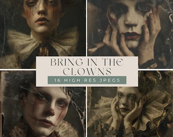 Bring in the Clowns | 16 Dark Circus Clown Digital Papers | Creepy Carnival Vintage Gothic Backgrounds | High Resolution JPEGs