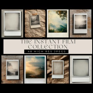 May include: A collage of instant film photographs with landscape scenes and blank frames. The text "THE INSTANT FILM COLLECTION" and "48 HIGH RES JPEGS" are displayed in the centre of the image.