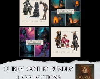 Quirky Gothic Bundle | Dark Fairytale Clipart & Backgrounds | Spooky Collection | Hiraeth Macabre