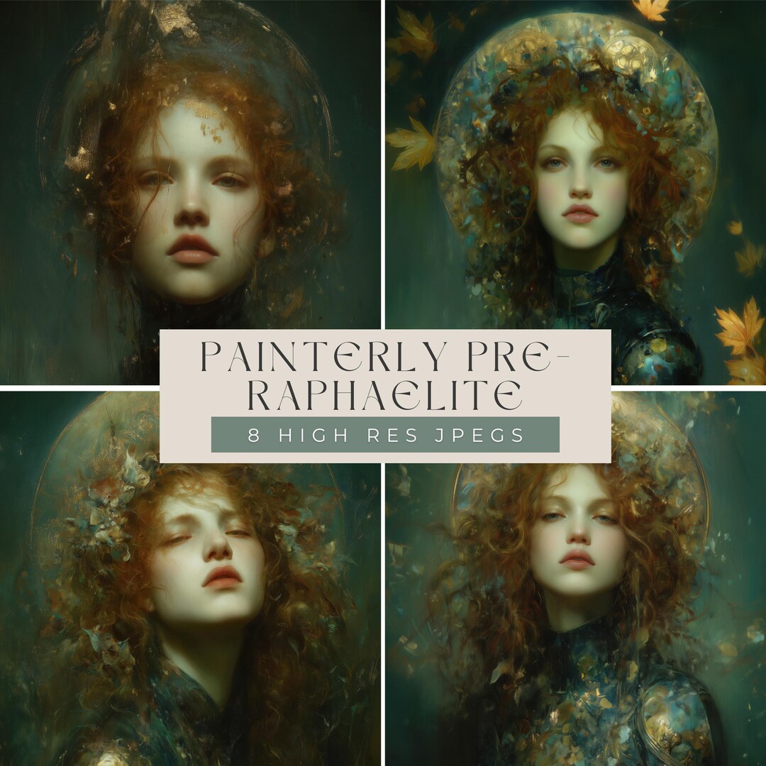 8 Painterly Pre-raphaelite Digital Papers | Gothic Art Backgrounds ...
