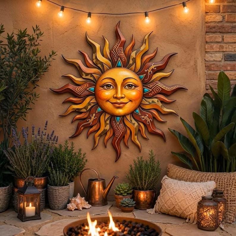 Sun Face Garden Art - Etsy