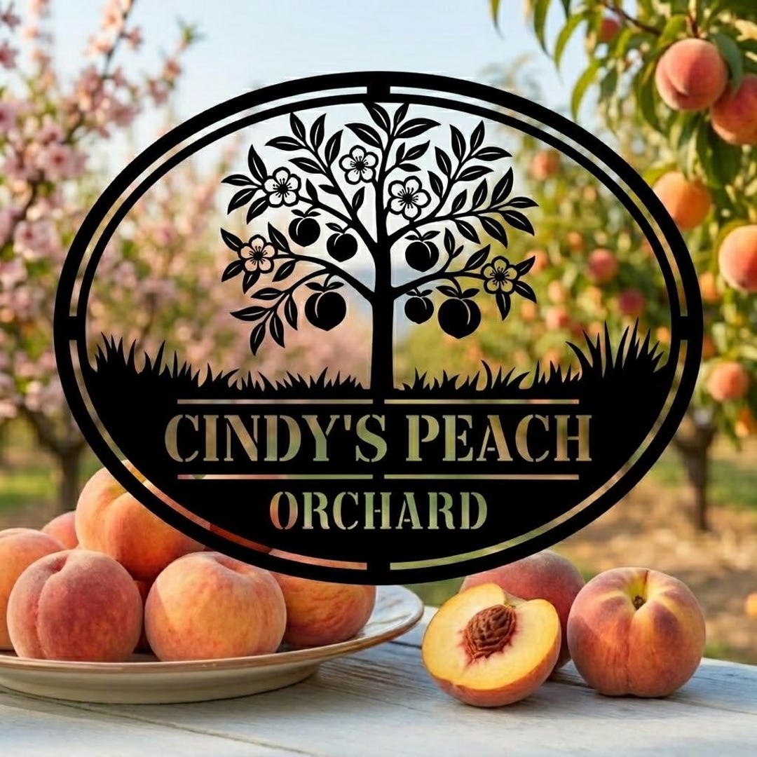 Sign Posts Orchard For Rows Personalized Peach Orchard Metal Sign, Custom Farmhouse Garden Decor ...