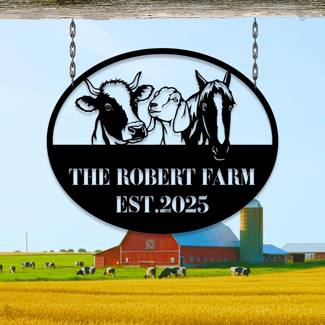 Personalized Farm Metal Sign, Custom Ranch Name Sign, Rustic Farm ...