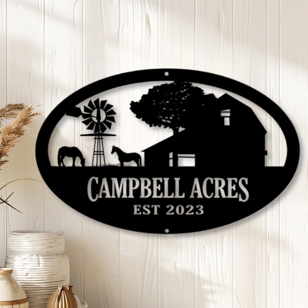 Personalized Metal Farm Sign: Custom Farmhouse Decor, Outdoor Rustic ...